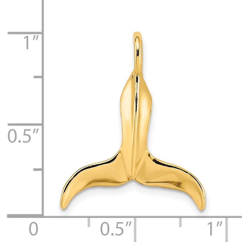 Million Charms 14K Yellow Gold Themed 3-D Polished Whale Tail Charm