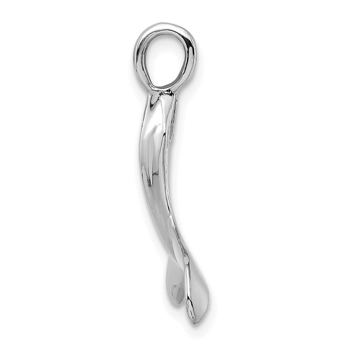 Million Charms 14K White Gold Themed 3-D Polished Whale Tail Charm