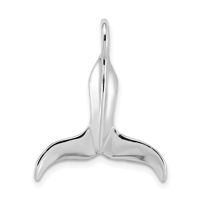 Million Charms 14K White Gold Themed 3-D Polished Whale Tail Charm