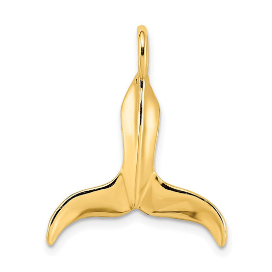 Million Charms 14K Yellow Gold Themed 3-D Polished Whale Tail Charm