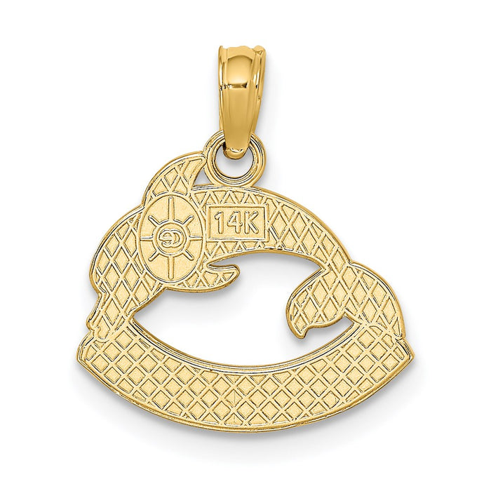 Million Charms 14K Yellow Gold Themed Textured Key West Banner With Dolphin Charm