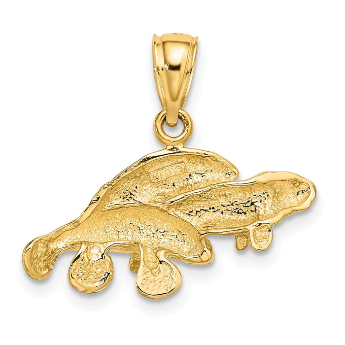 Million Charms 14K Yellow Gold Themed Polished Triple Manatee Charm