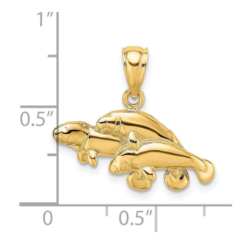 Million Charms 14K Yellow Gold Themed Polished Triple Manatee Charm