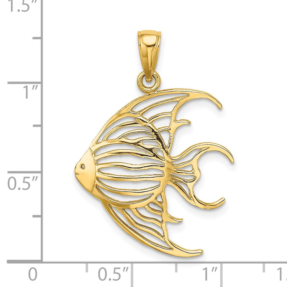 Million Charms 14K Yellow Gold Themed Cut-Out Angelfish Charm