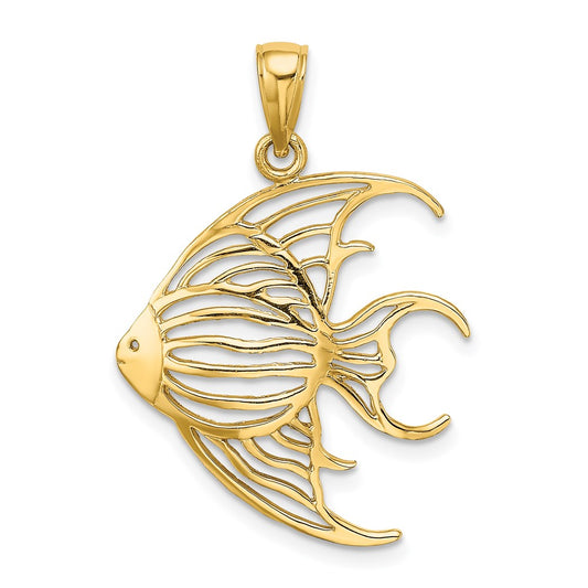 Million Charms 14K Yellow Gold Themed Cut-Out Angelfish Charm