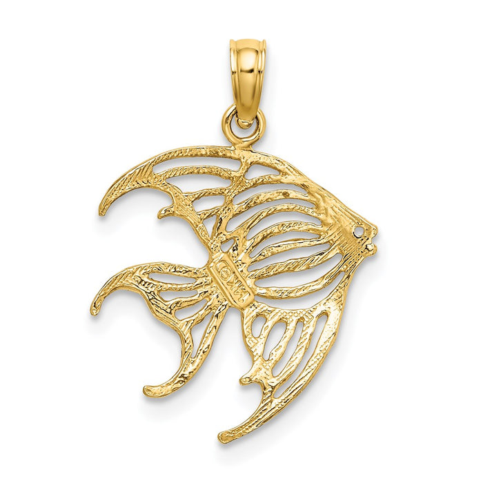 Million Charms 14K Yellow Gold Themed Cut-Out Angelfish Charm