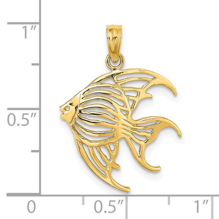 Million Charms 14K Yellow Gold Themed Cut-Out Angelfish Charm