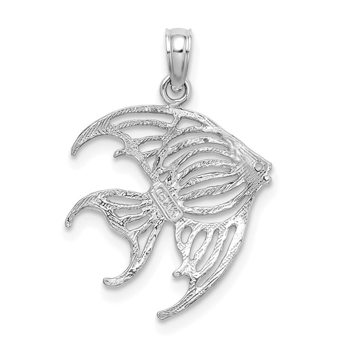 Million Charms 14K White Gold Themed Cut-Out Angelfish Charm