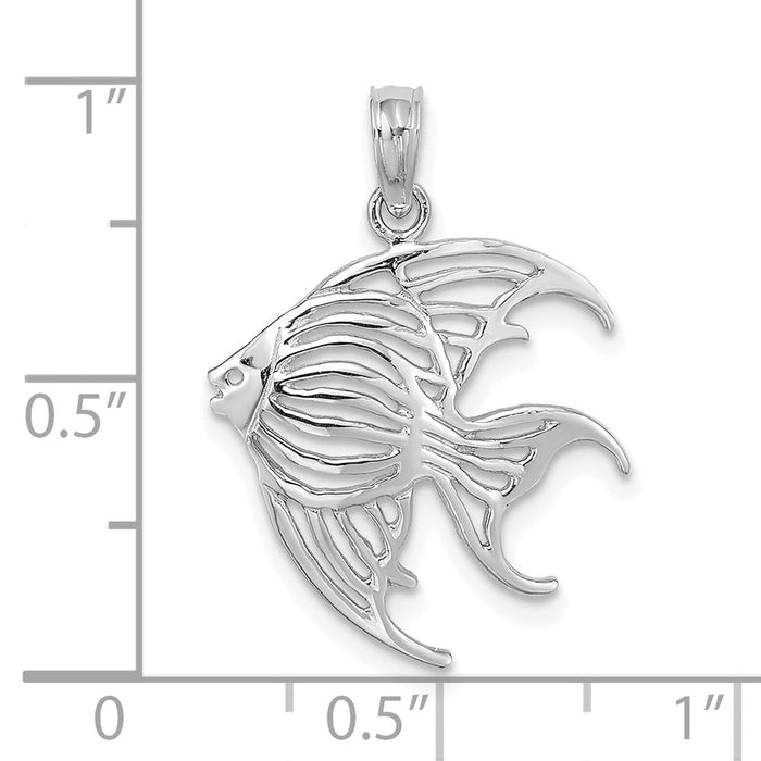 Million Charms 14K White Gold Themed Cut-Out Angelfish Charm