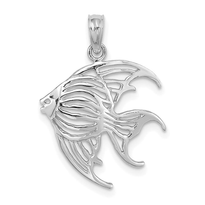 Million Charms 14K White Gold Themed Cut-Out Angelfish Charm
