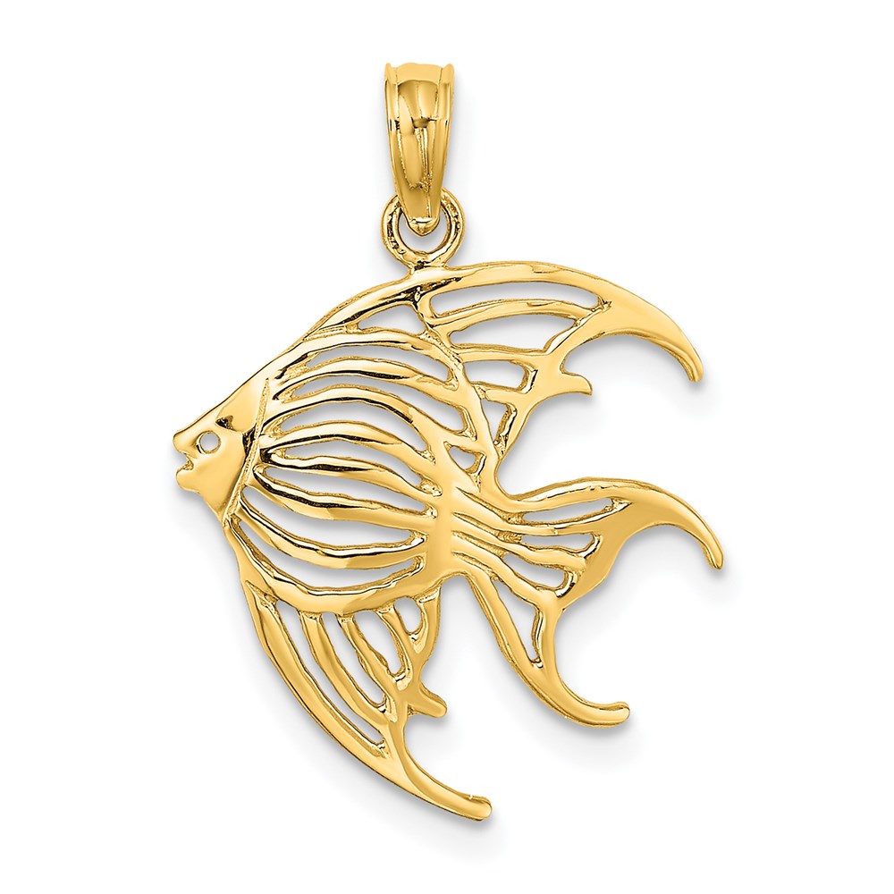 Million Charms 14K Yellow Gold Themed Cut-Out Angelfish Charm