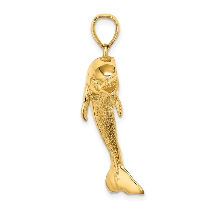 Million Charms 14K Yellow Gold Themed 2-D & Polished Dolphin Jumping Charm