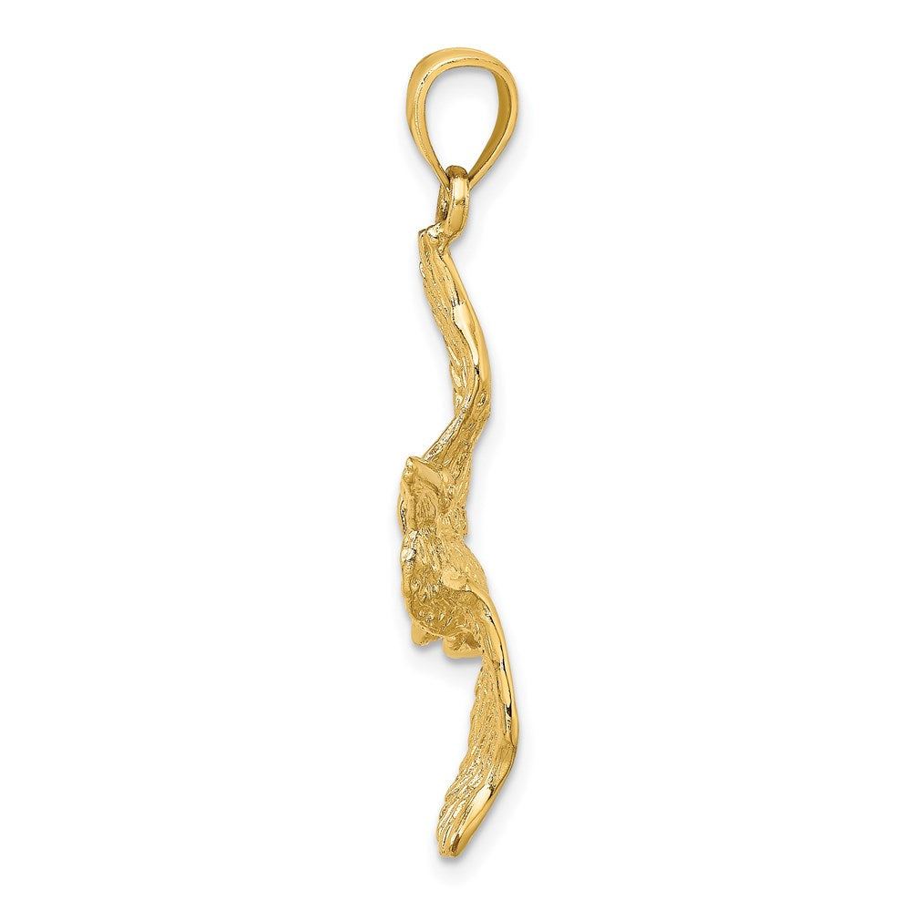 Million Charms 14K Yellow Gold Themed 3-D Pelican Flying Charm