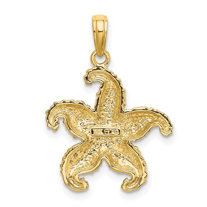 Million Charms 14K Yellow Gold Themed 2-D Puffed Nautical Starfish Charm