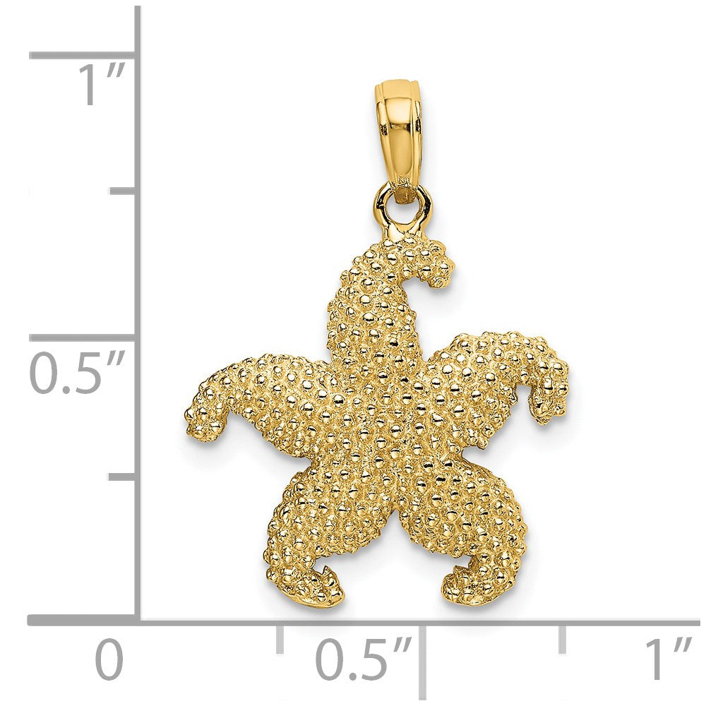 Million Charms 14K Yellow Gold Themed 2-D Puffed Nautical Starfish Charm