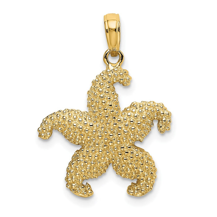 Million Charms 14K Yellow Gold Themed 2-D Puffed Nautical Starfish Charm