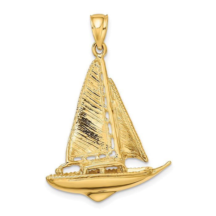 Million Charms 14K Yellow Gold Themed 3-D & Polished Nautical Sailboat Charm