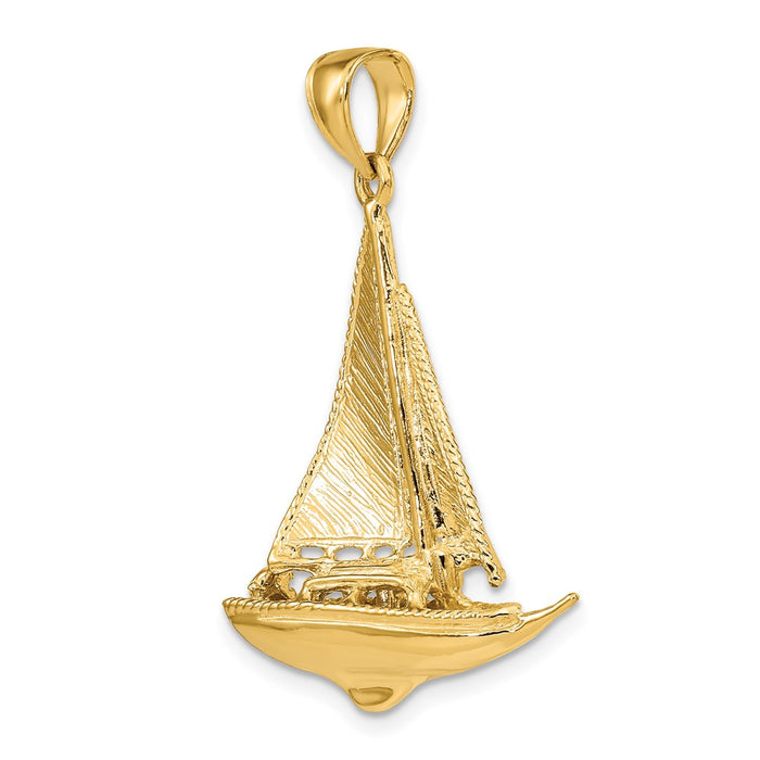 Million Charms 14K Yellow Gold Themed 3-D & Polished Nautical Sailboat Charm