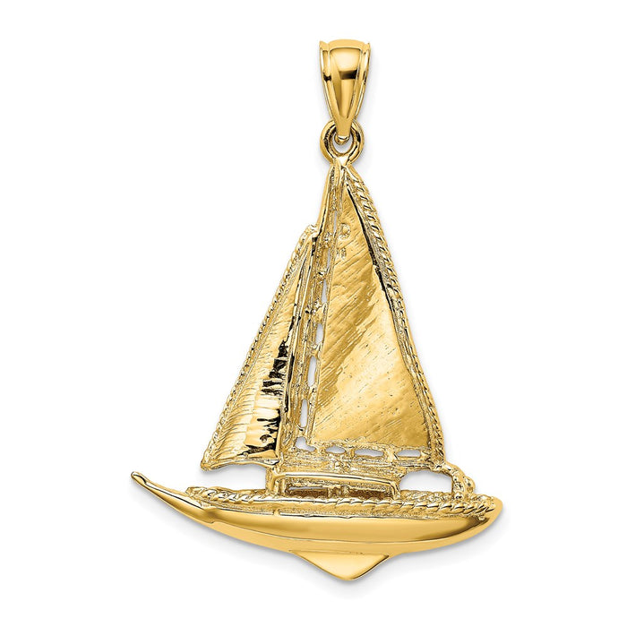 Million Charms 14K Yellow Gold Themed 3-D & Polished Nautical Sailboat Charm