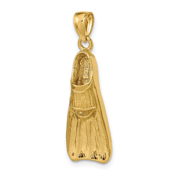 Million Charms 14K Yellow Gold Themed 3-D Scuba Flipper Charm