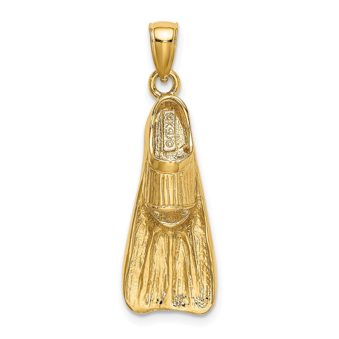 Million Charms 14K Yellow Gold Themed 3-D Scuba Flipper Charm