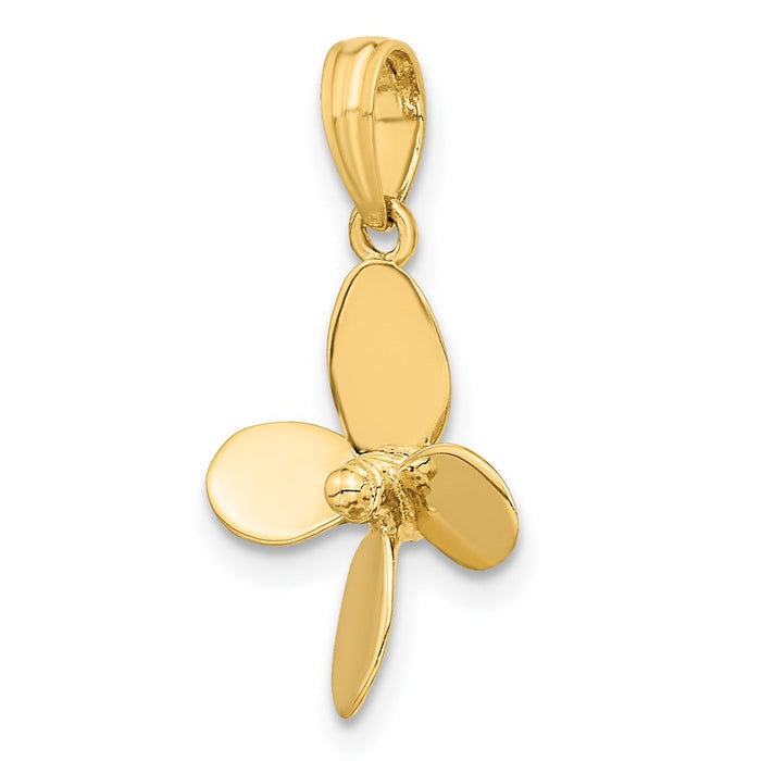 Million Charms 14K Yellow Gold Themed 3-D With 4 Blades Propeller Charm