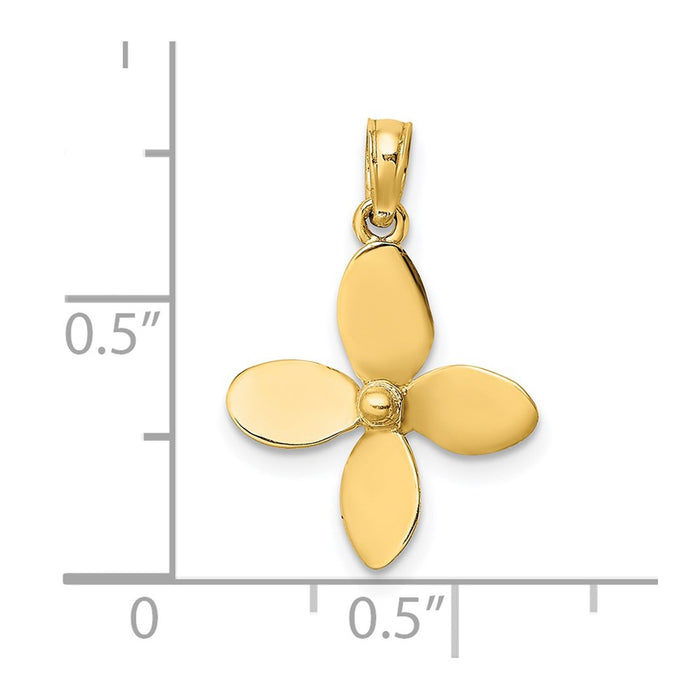 Million Charms 14K Yellow Gold Themed 3-D With 4 Blades Propeller Charm