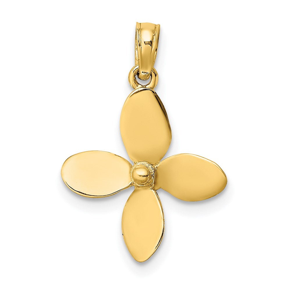 Million Charms 14K Yellow Gold Themed 3-D With 4 Blades Propeller Charm