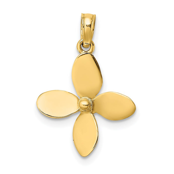 Million Charms 14K Yellow Gold Themed 3-D With 4 Blades Propeller Charm