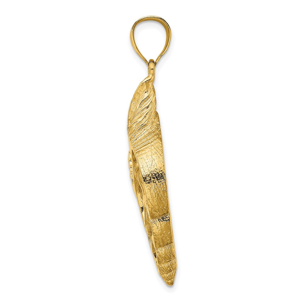 Million Charms 14K Yellow Gold Themed Cut-Out Conch Shell Skeleton Charm
