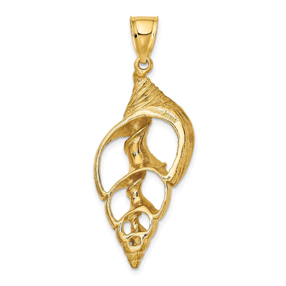 Million Charms 14K Yellow Gold Themed Cut-Out Conch Shell Skeleton Charm
