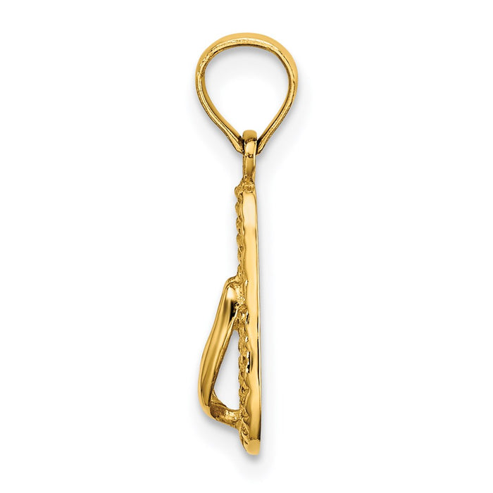 Million Charms 14K Yellow Gold Themed Rehoboth Single Flip-Flop Charm