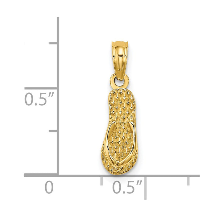 Million Charms 14K Yellow Gold Themed Rehoboth Single Flip-Flop Charm