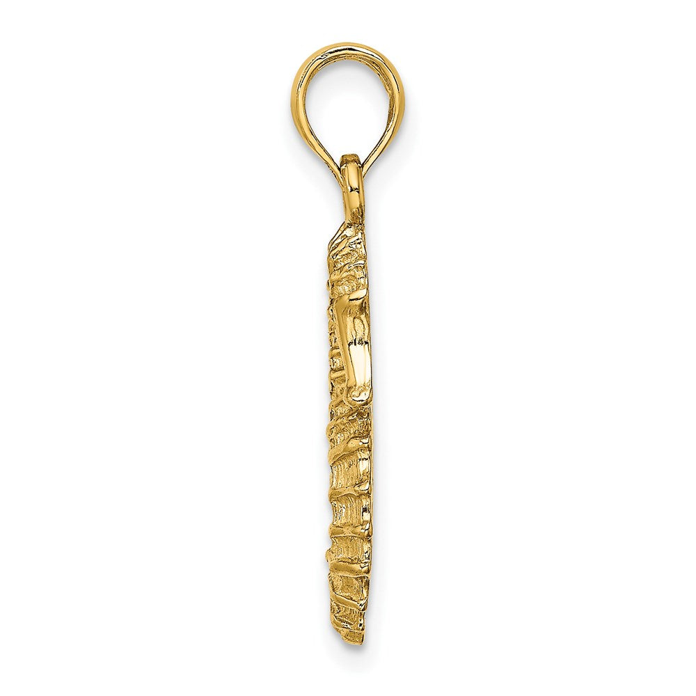 Million Charms 14K Yellow Gold Themed Textured 2-D Nautical Seahorse Charm