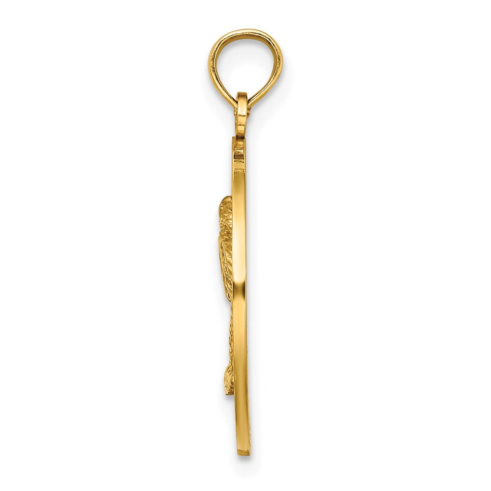 Million Charms 14K Yellow Gold Themed South Beach Round Frame With Palm Tree Charm