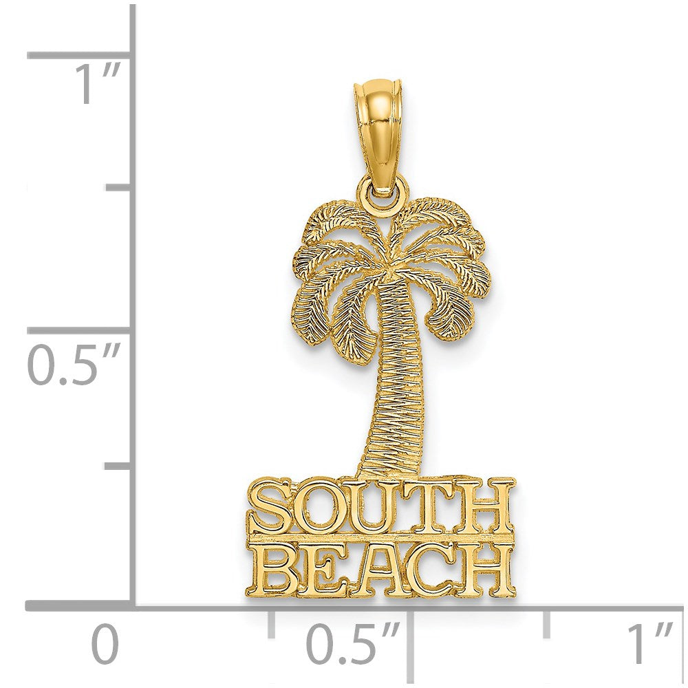 Million Charms 14K Yellow Gold Themed South Beach Under Palm Tree Charm