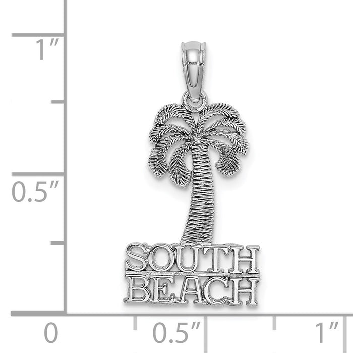 Million Charms 14K White Gold Themed South Beach Palm Tree Charm