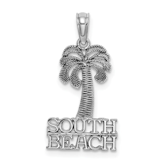 Million Charms 14K White Gold Themed South Beach Palm Tree Charm