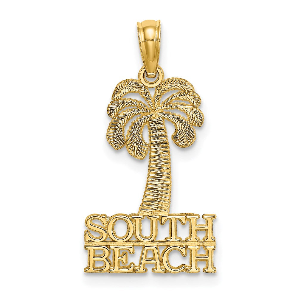 Million Charms 14K Yellow Gold Themed South Beach Under Palm Tree Charm