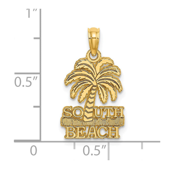 Million Charms 14K Yellow Gold Themed South Beach Palm Tree Charm