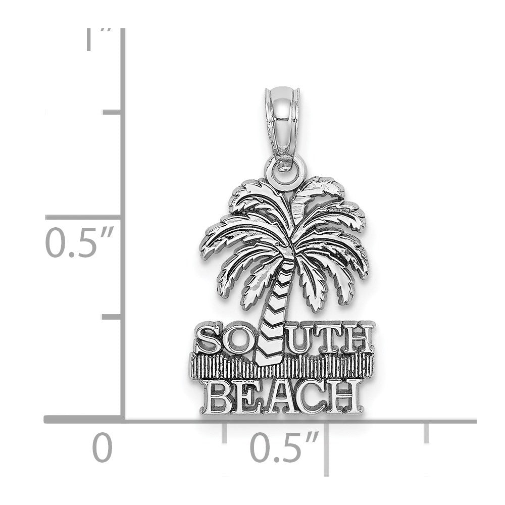 Million Charms 14K White Gold Themed South Beach Palm Tree Charm