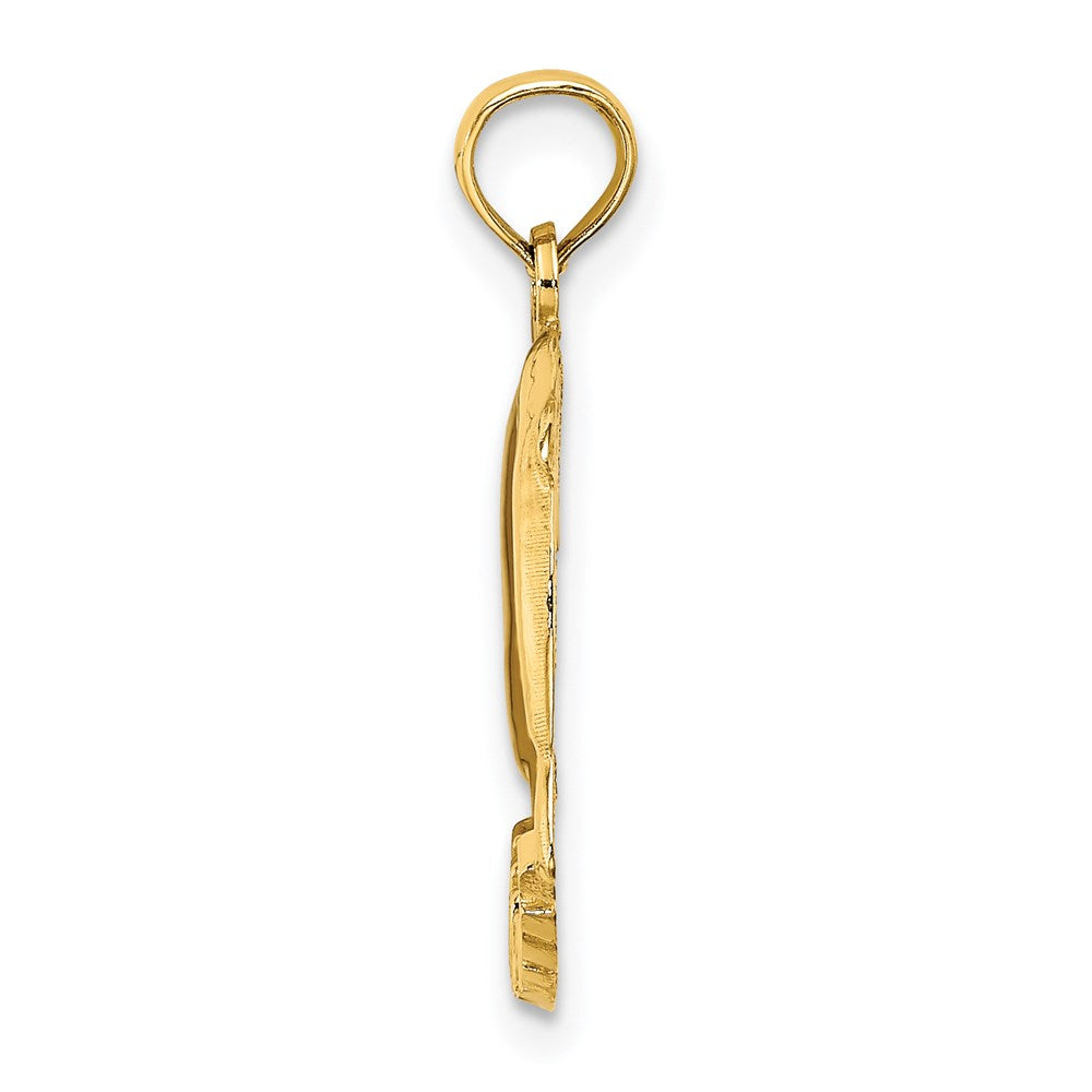 Million Charms 14K Yellow Gold Themed 2-D Jamaica With Dolphins Charm