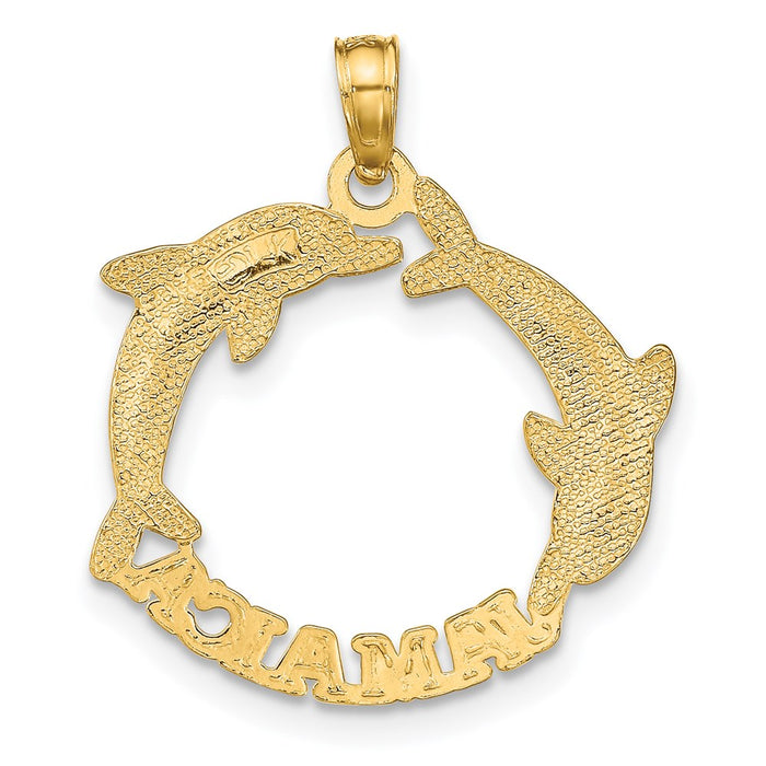 Million Charms 14K Yellow Gold Themed 2-D Jamaica With Dolphins Charm