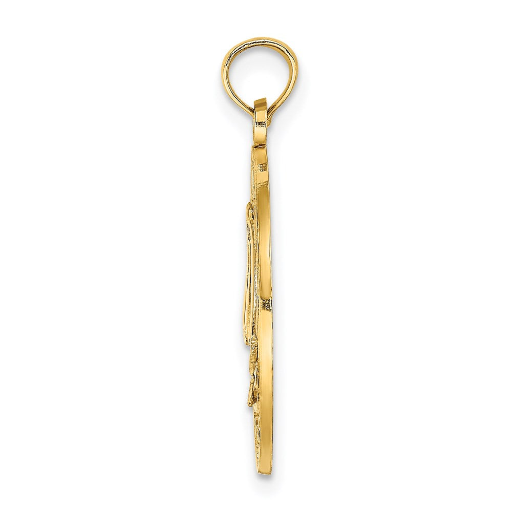 Million Charms 14K Yellow Gold Themed Sanibel Round Frame With Nautical Sailboat Center Charm