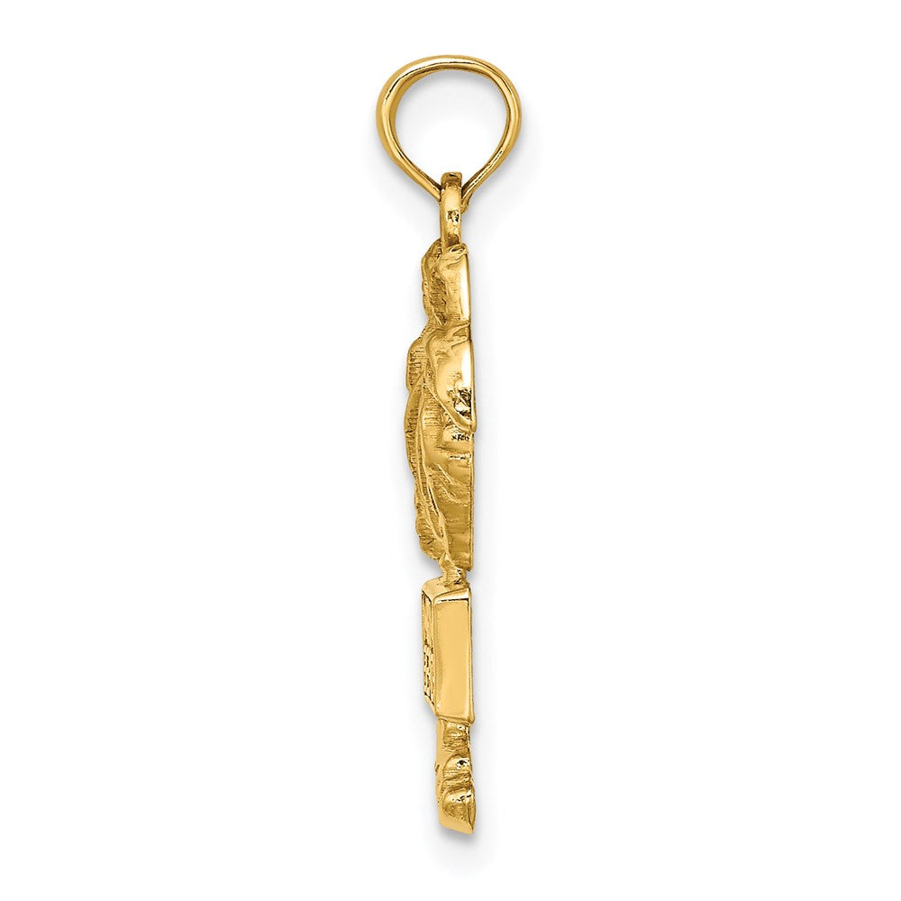 Million Charms 14K Yellow Gold Themed 2-D Miami Beach On Palm Tree Charms