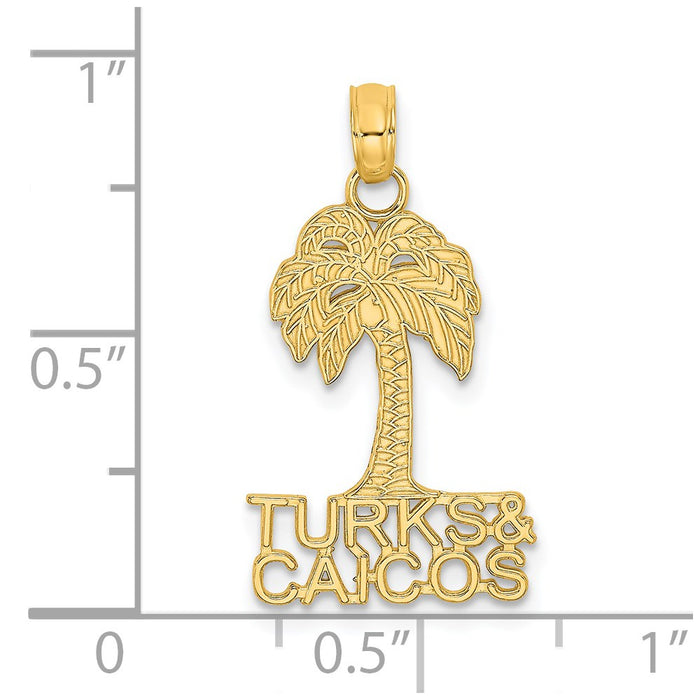 Million Charms 14K Yellow Gold Themed Turks & Caicos Under Palm Tree Charm