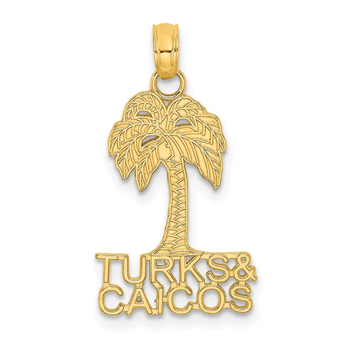 Million Charms 14K Yellow Gold Themed Turks & Caicos Under Palm Tree Charm