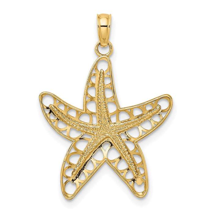 Million Charms 14K Yellow Gold Themed Cut-Out Nautical Starfish Charm