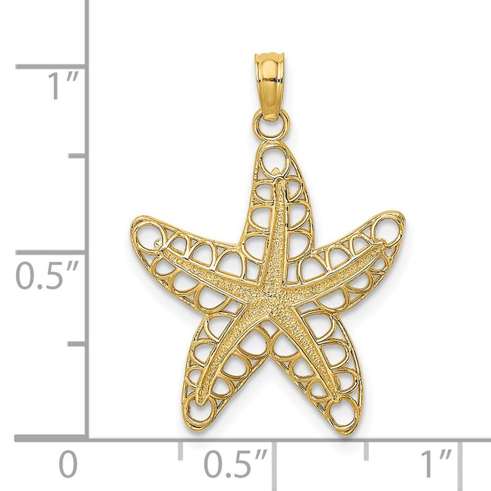 Million Charms 14K Yellow Gold Themed Cut-Out Nautical Starfish Charm