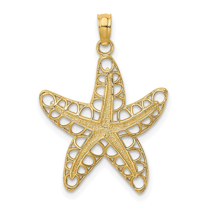 Million Charms 14K Yellow Gold Themed Cut-Out Nautical Starfish Charm